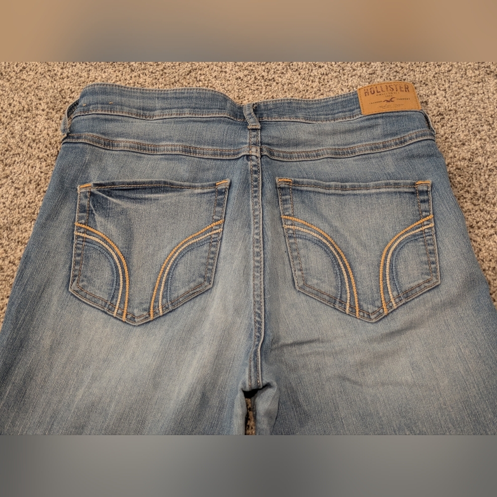 Women's Hollister Sz 7R Denim Blue Jeans 28x31 High Rise Distressed Skinny Pants - Picture 14 of 16